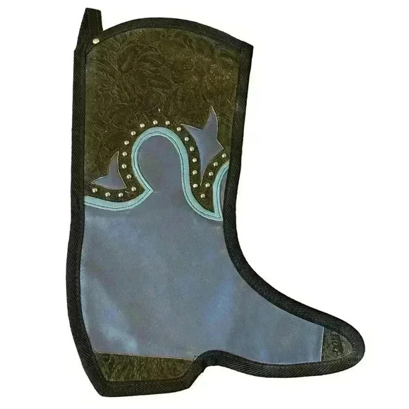 Saddle Barn Leather Western Cowboy Boot Christmas Holiday Stocking - Picture 1 of 3